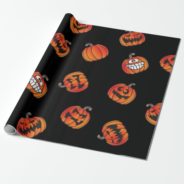 Pumpkin pattern wrapping paper (Unrolled)