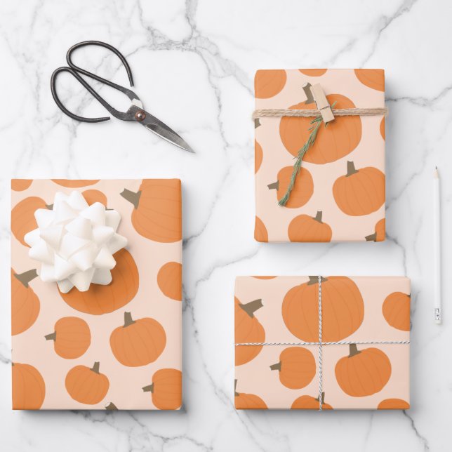 Pumpkin Pattern Wrapping Paper Sheet (Front)