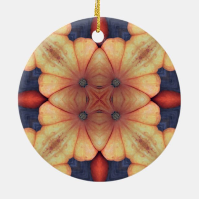 Pumpkin Patterns - Fall Colour - Thanksgiving Gift Ceramic Ornament (Back)