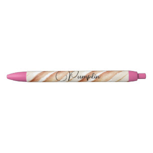 Pumpkin Peach Cream Latte Stripes Black Ink Pen