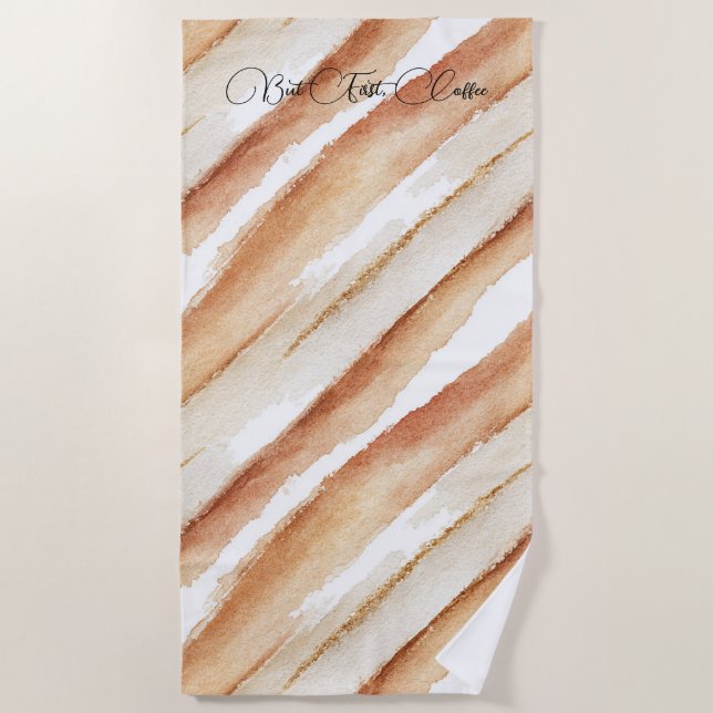Pumpkin Peach Latte Stripes   Beach Towel (Front)