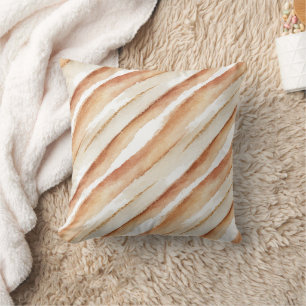 Pumpkin Peach Latte Stripes Cushion