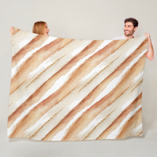 Pumpkin Peach Latte Stripes Fleece Blanket