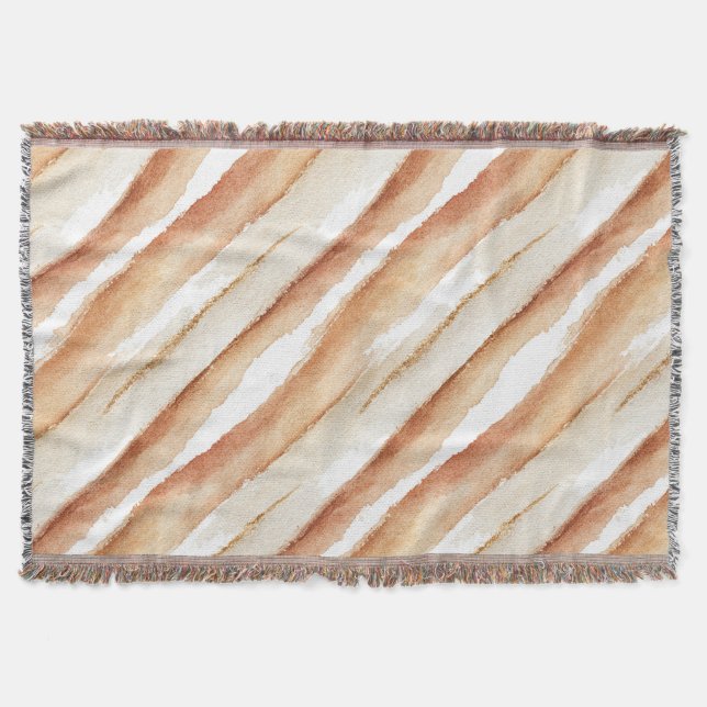 Pumpkin Peach Latte Stripes   Throw Blanket (Front)