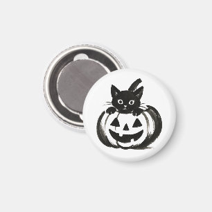 Pumpkin Peek – Black Cat Halloween Design on  Magnet