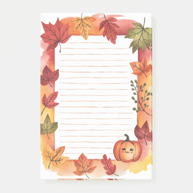 Pumpkin Peek & Leafy Glow Post-it Notes (Front)