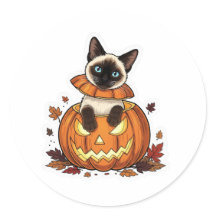Pumpkin Peek Siamese – Cute Halloween Siamese Cat