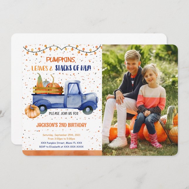 Pumpkin Photo Invitation (Front/Back)