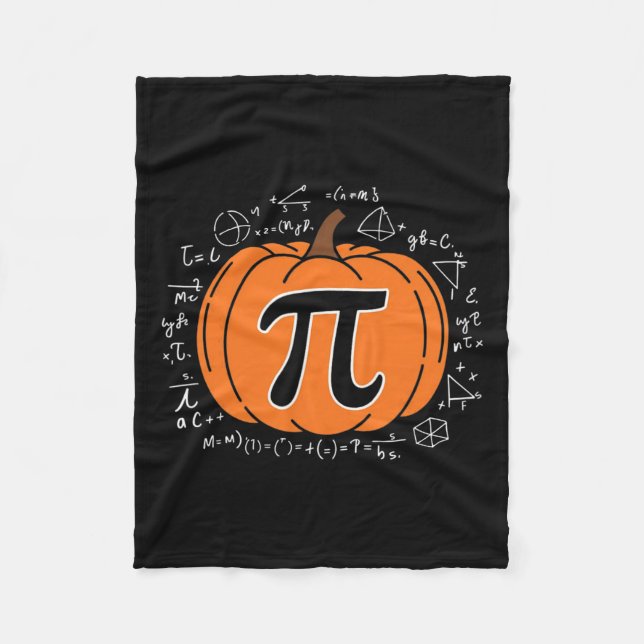 Pumpkin Pi Pie Math Teacher Funny Halloween Thanks Fleece Blanket (Front)