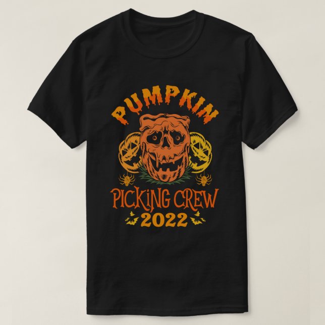 Pumpkin Picking Crew 2022 Funny Halloween Costume T-Shirt (Design Front)