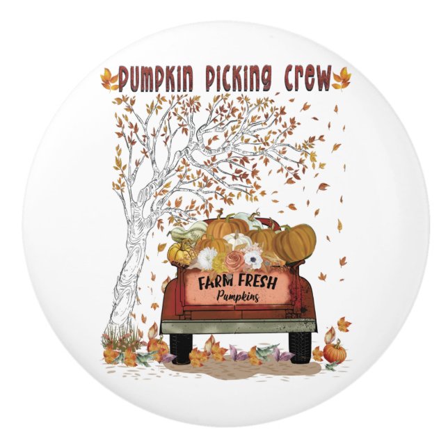 Pumpkin Picking Crew Ceramic Knob (Front)
