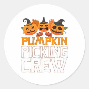 Pumpkin Picking Crew Halloween Family Matching  Classic Round Sticker