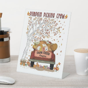 Pumpkin Picking Crew Pedestal Sign