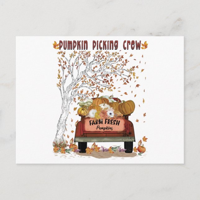 Pumpkin Picking Crew  Postcard (Front)