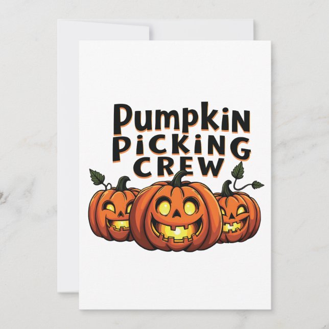 Pumpkin Picking Crew Spooky Halloween Matching Invitation (Front)
