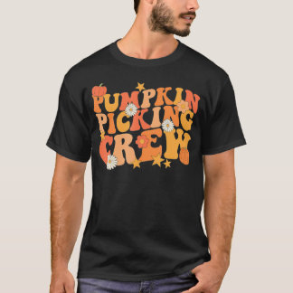 Pumpkin Picking Crew Squad Groovy Fall Autumn And  T-Shirt