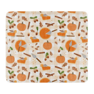Pumpkin Pie Autumn Fall Pattern Cutting Board