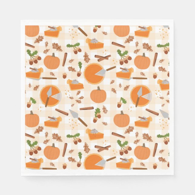 Pumpkin Pie Autumn Fall Pattern Napkin (Front)