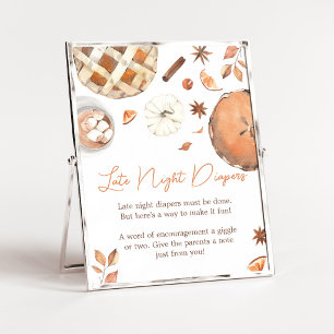 Pumpkin Pie Baby Shower Late Night Diapers Sign