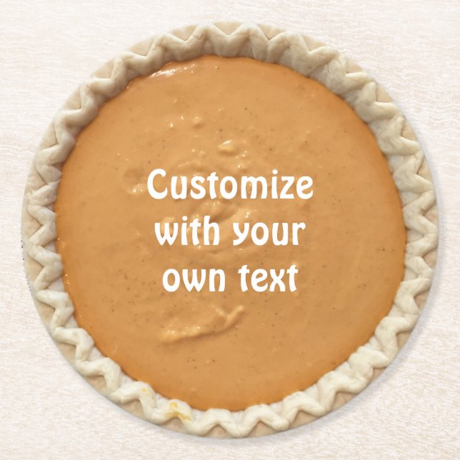 Pumpkin Pie Custom Text Round Paper Coaster (Front)