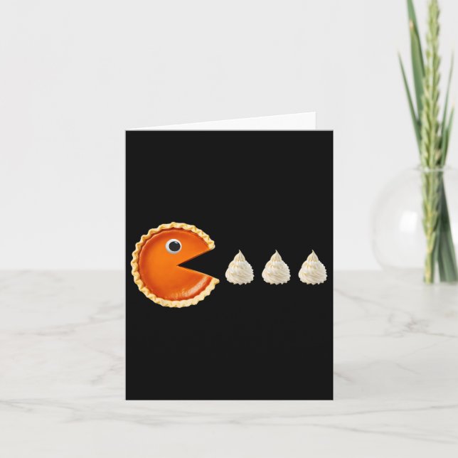 Pumpkin Pie Eating Cream Funny Thanksgiving  Card (Front)