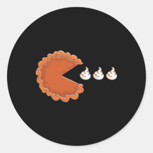 Pumpkin Pie Eating Whipped Cream Thanksgiving Day  Classic Round Sticker