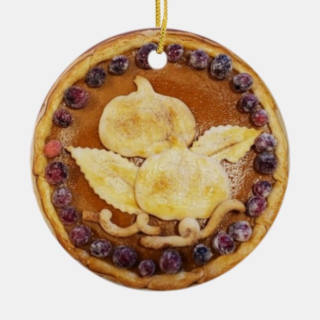 Pumpkin Pie Food Photo Christmas Ceramic Ornament (Front)