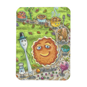 PUMPKIN PIE & FRIENDS THANKSGIVING DAY FOOD MAGNET