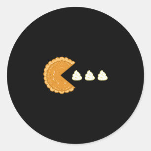 Pumpkin Pie Gamer Thanksgiving Gaming Men Women Ki Classic Round Sticker