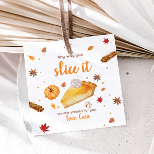 Pumpkin Pie Happy Thanksgiving Square Favour Tags