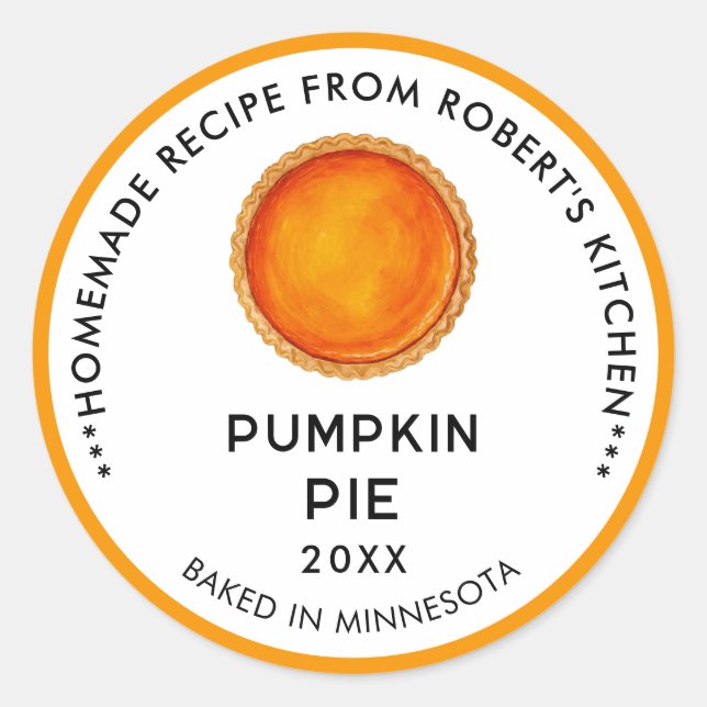 Pumpkin pie labels in orange (Front)