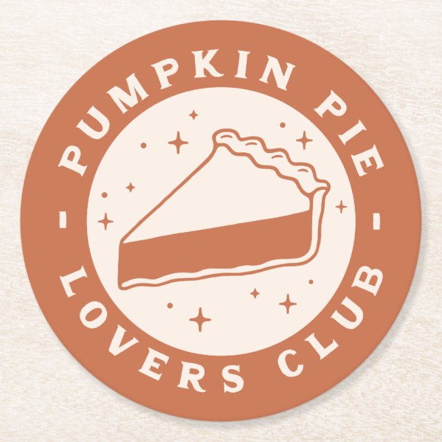 Pumpkin Pie Lovers Club Round Paper Coaster (Front)