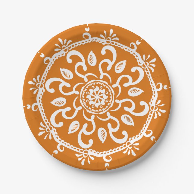 Pumpkin Pie Mandala Paper Plate (Front)