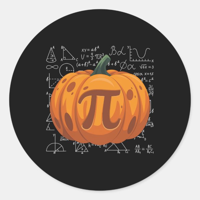 Pumpkin Pie Math Funny Halloween Thanksgiving Pi D Classic Round Sticker (Front)