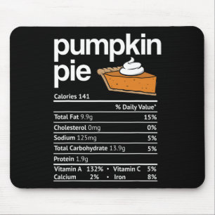 Pumpkin Pie Nutrition Facts Thanksgiving Christmas Mouse Pad