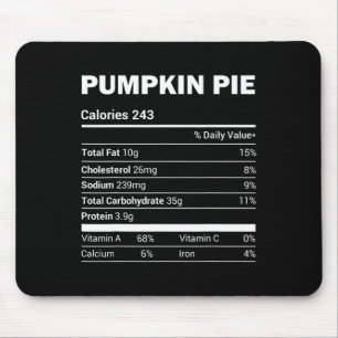 Pumpkin Pie Nutrition Tee Funny Matching Christmas Mouse Pad