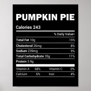 Pumpkin Pie Nutrition Tee Funny Matching Christmas Poster
