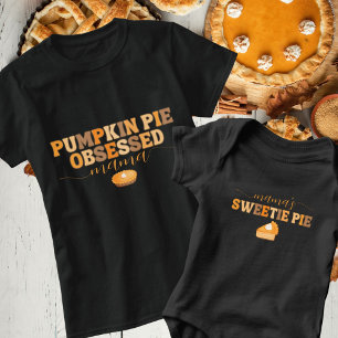 Pumpkin Pie Obsessed Mama Thanksgiving Typography T-Shirt