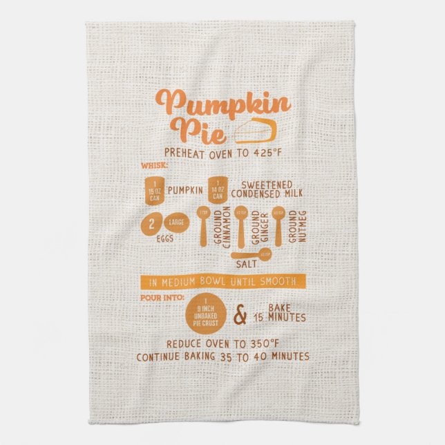 Pumpkin Pie Recipe Kitchen Towel (Vertical)