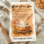 Pumpkin Pie Recipe Personalised Tea Towel<br><div class="desc">Get ready for fall baking with this Pumpkin Pie Recipe personalised kitchen towel. Featuring a classic pumpkin pie recipe, this towel adds a seasonal touch to your kitchen decor. Customise it with your name or a special message, making it a unique and practical gift for pie lovers and home bakers....</div>