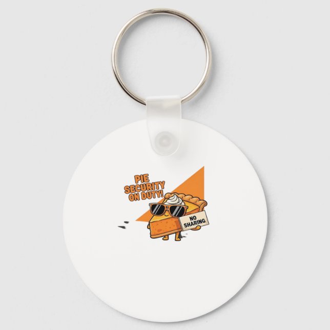 Pumpkin Pie Security Guard Funny Thanksgiving Over Key Ring (Front)