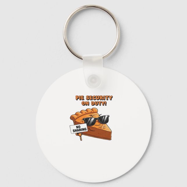 Pumpkin Pie Security Guard Funny Thanksgiving Over Key Ring (Front)
