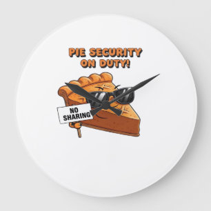 Pumpkin Pie Security Guard Funny Thanksgiving Over Large Clock