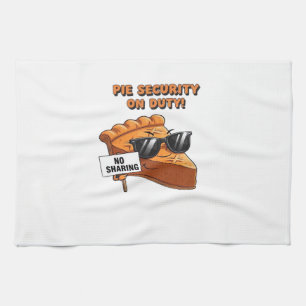 Pumpkin Pie Security Guard Funny Thanksgiving Over Tea Towel