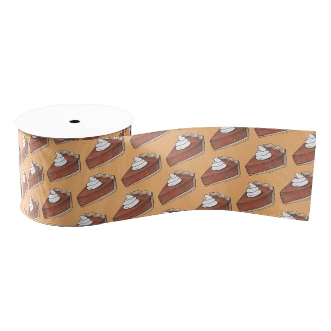 Pumpkin Pie Slice Thanksgiving Dessert Bakery Food Grosgrain Ribbon (Spool)