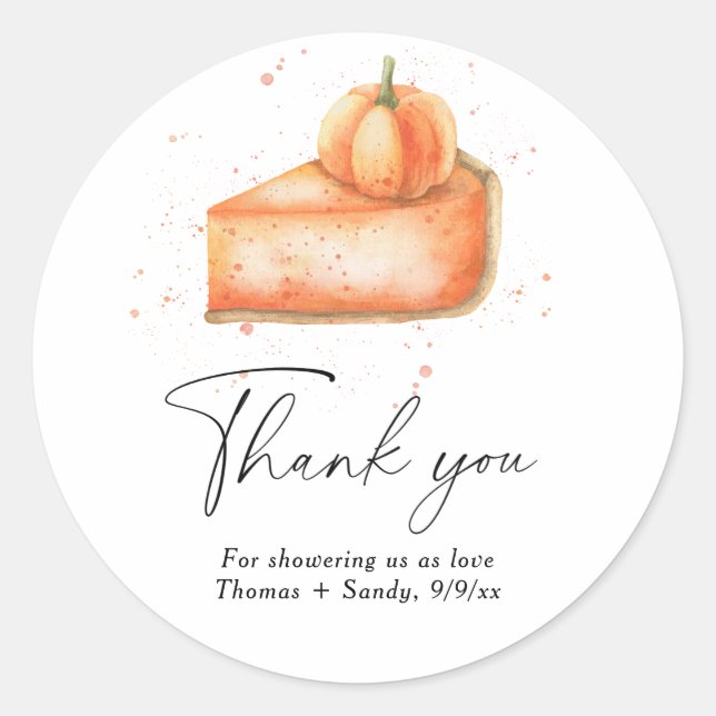 Pumpkin pie - Thank you Baby Shower Classic Round Sticker (Front)