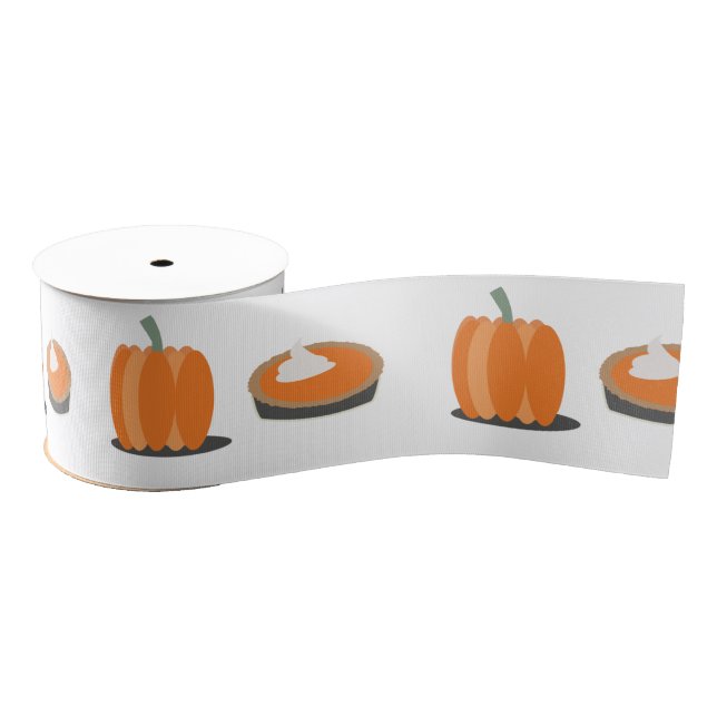 Pumpkin Pie Thanksgiving Autumn Pattern Grosgrain Ribbon (Spool)