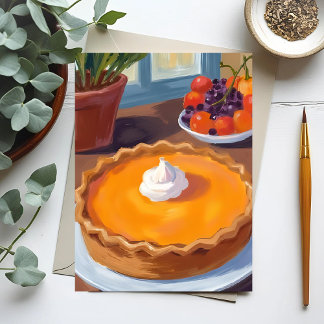 Pumpkin Pie | Thanksgiving Watercolor Painting Postcard