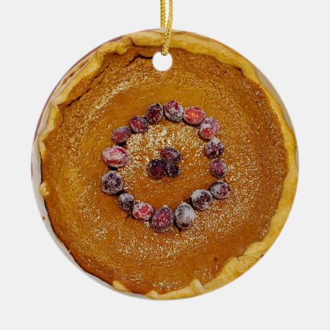 Pumpkin Pie with Cranberries Christmas Ceramic Ornament (Front)