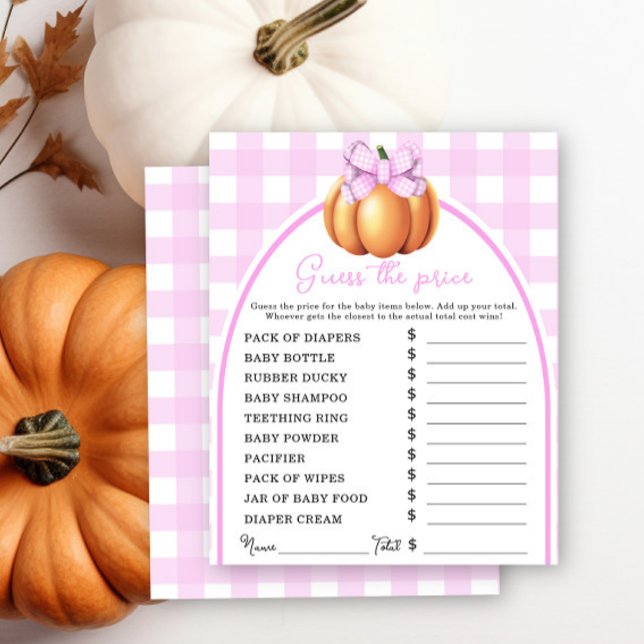 Pumpkin pink arch baby shower Price guess game (Creator Uploaded)